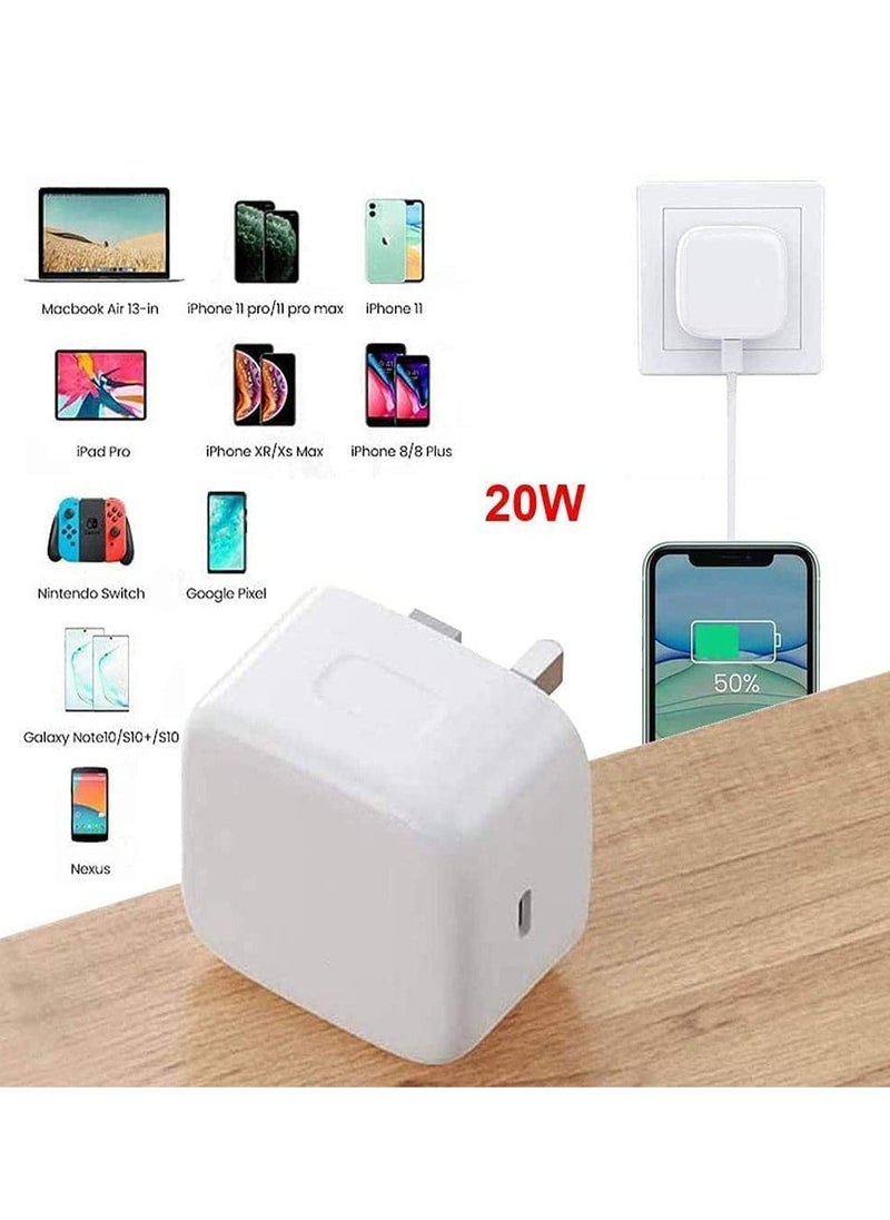 Generic - USB C Plug, 20W USB C Fast Charger Plug, PD 3.0 Type C Charger Plug Compatible With iPhone 14/14 Pro/14 Pro Max/14 Plus/13/13 Pro/13 Pro Max/12/11/XR/XS/X/8/7/iPad Air AirPods, Galaxy S22/S21, Pixel - Image 1