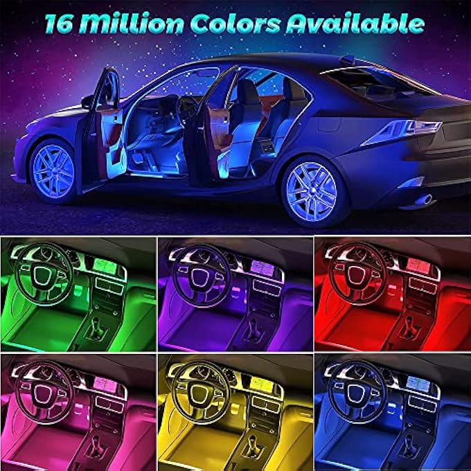 Exrp Led Lights For Car Car Strip Lights Car Accessories Ultra Bright Music Sync Smart App Control Multicolor Sound Actived Under Dash Usb Port Led Car Lights For CarTruck Suv Jeep - Image 3