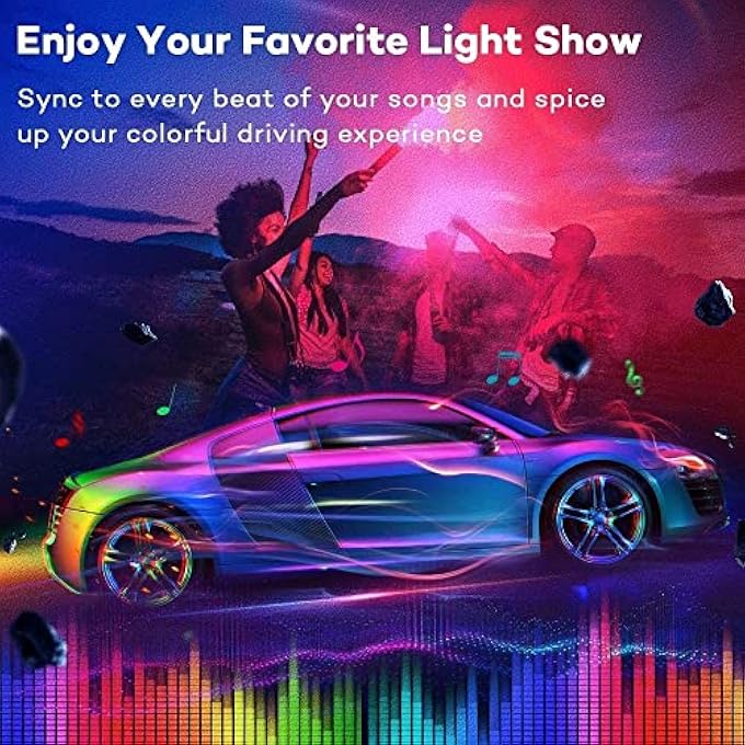 Exrp Led Lights For Car Car Strip Lights Car Accessories Ultra Bright Music Sync Smart App Control Multicolor Sound Actived Under Dash Usb Port Led Car Lights For CarTruck Suv Jeep - Image 5