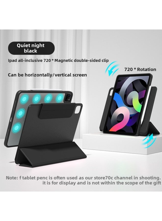 Applicable To 2024ipadPro Protective Cover 13 Inch Air5 Apple Tablet 10.9 Magnetic Attraction Split Rotating 9 Transparent Shell-Color:Quiet Night Black (30% Discount)-Applicable Model:2022/2023 IPad 