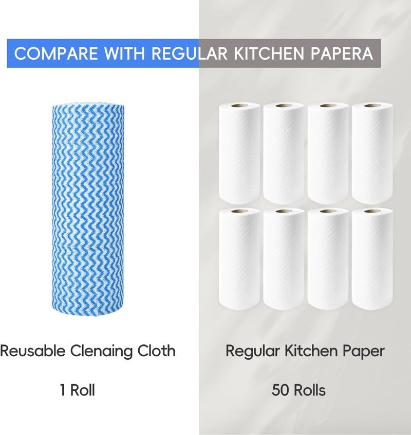 Jebblas JEBBLA Disposable Handi Wipe Cleaning Towels Cleaning Cloth Dish Cloths Reusable Towels, J Cloth Quick-Dry 50 Count/Roll， 3 Roll, Blue - Image 5