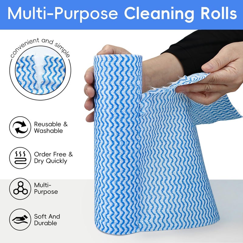 Jebblas JEBBLA Disposable Handi Wipe Cleaning Towels Cleaning Cloth Dish Cloths Reusable Towels, J Cloth Quick-Dry 50 Count/Roll， 3 Roll, Blue - Image 2