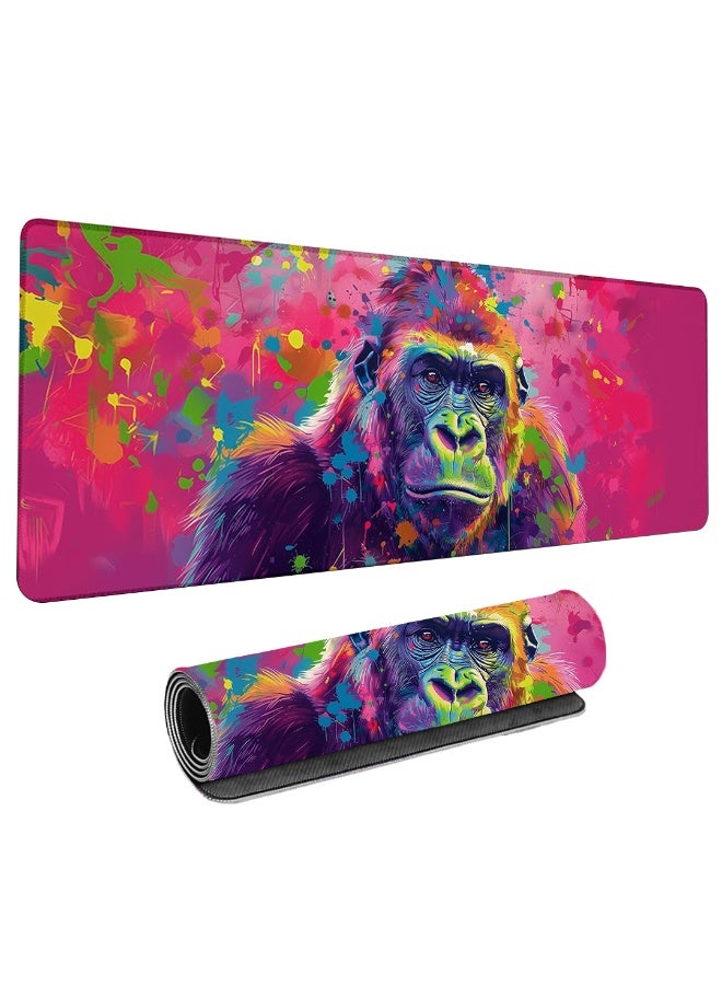 Colorful Gorilla Large Mouse Pad 70 X 30cm , Gaming Mouse Pad, Non Slip Rubber Base, Office Accessories, Desk Mat, Artistic Mouse Pads for School, Work, Home Decor Gifts - Image 1