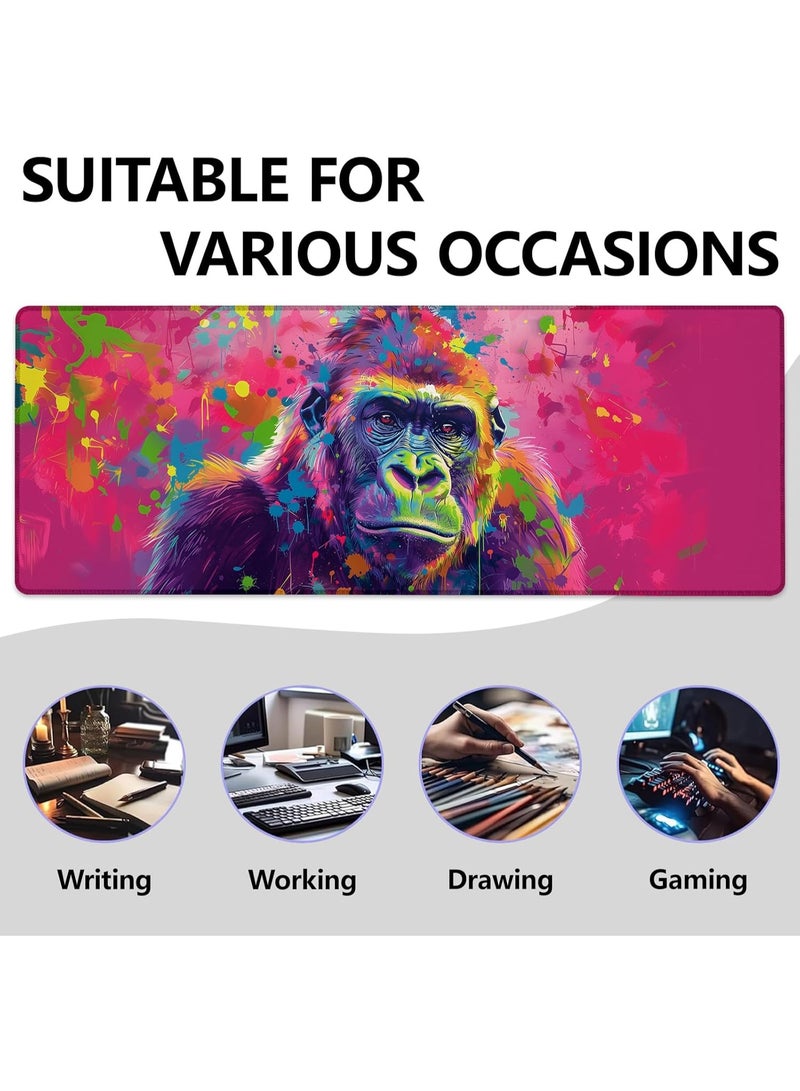Colorful Gorilla Large Mouse Pad 70 X 30cm , Gaming Mouse Pad, Non Slip Rubber Base, Office Accessories, Desk Mat, Artistic Mouse Pads for School, Work, Home Decor Gifts - Image 3