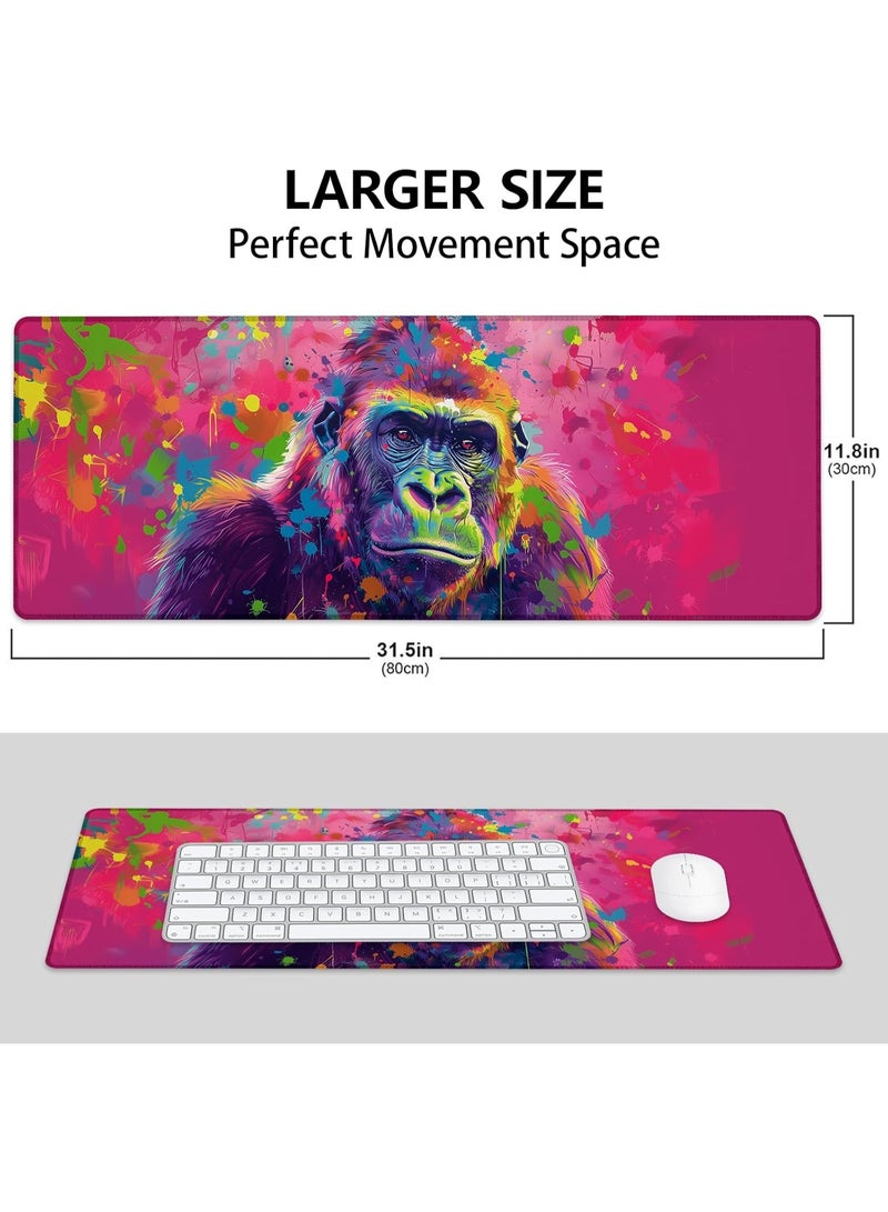 Colorful Gorilla Large Mouse Pad 70 X 30cm , Gaming Mouse Pad, Non Slip Rubber Base, Office Accessories, Desk Mat, Artistic Mouse Pads for School, Work, Home Decor Gifts - Image 2
