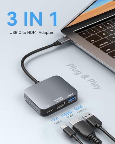 Vilcome USB C to HDMI Adapter4K60HZ Vilcome HDMI to USB C Adapter Multiport with USB Type C PD USB 30 Port Compatible for MacBook ProAir iPad ProAir Dell XPS iPhone 15 ProMax Android and More - Image 3