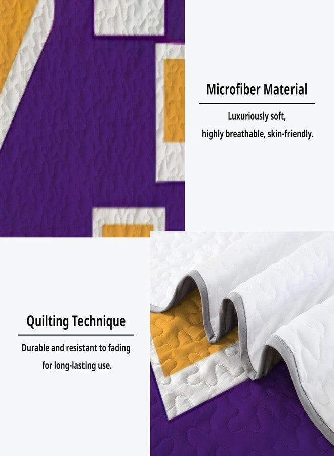 Allenjoy Twin Size Purple Warriors Quilt Bedspreads Basketball Legends Bed Set Bedding Coverlet Fabric Washable with 1 Pillowcase SC00296-007 - Image 4