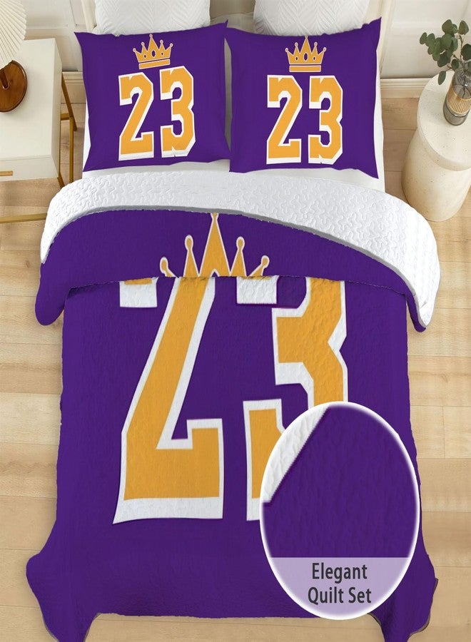 Allenjoy Twin Size Purple Warriors Quilt Bedspreads Basketball Legends Bed Set Bedding Coverlet Fabric Washable with 1 Pillowcase SC00296-007 - Image 2