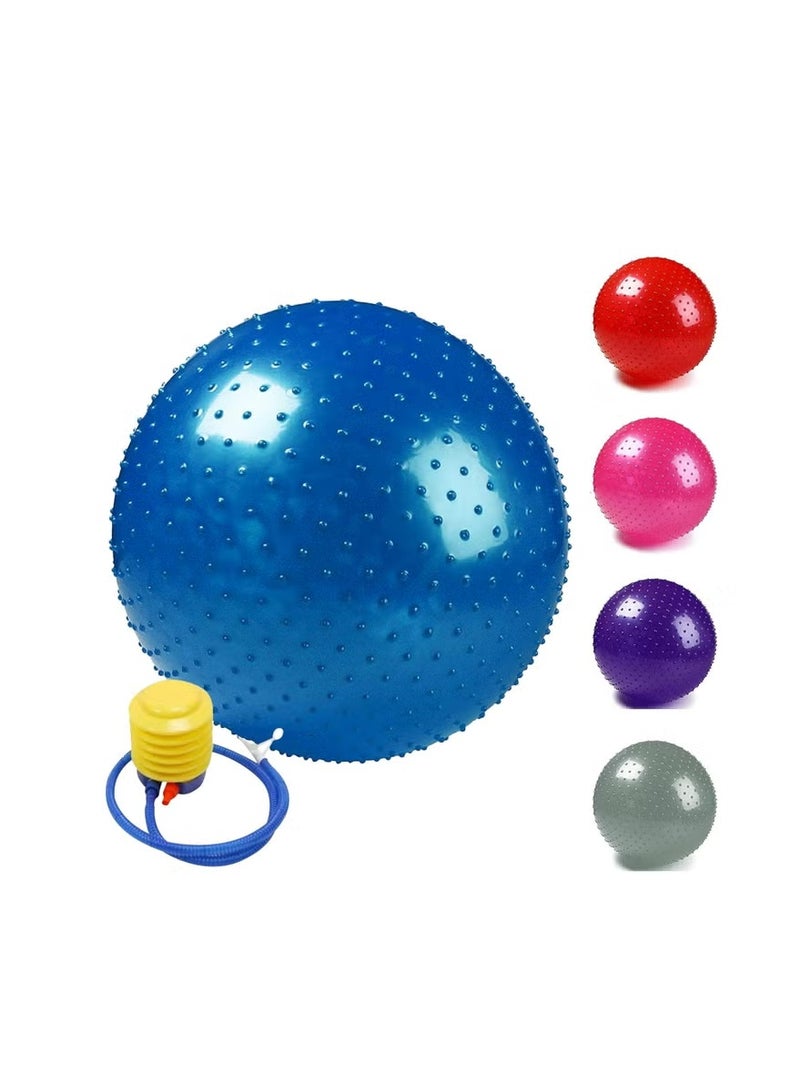 كرة يوجا سميكة  من لا نهاية لها – كرة يوجا من PVC مقاومة للنفخ للياقة البدنية، البيلاتس، اليوغا وتمارين منزلية ازرق - Image 1