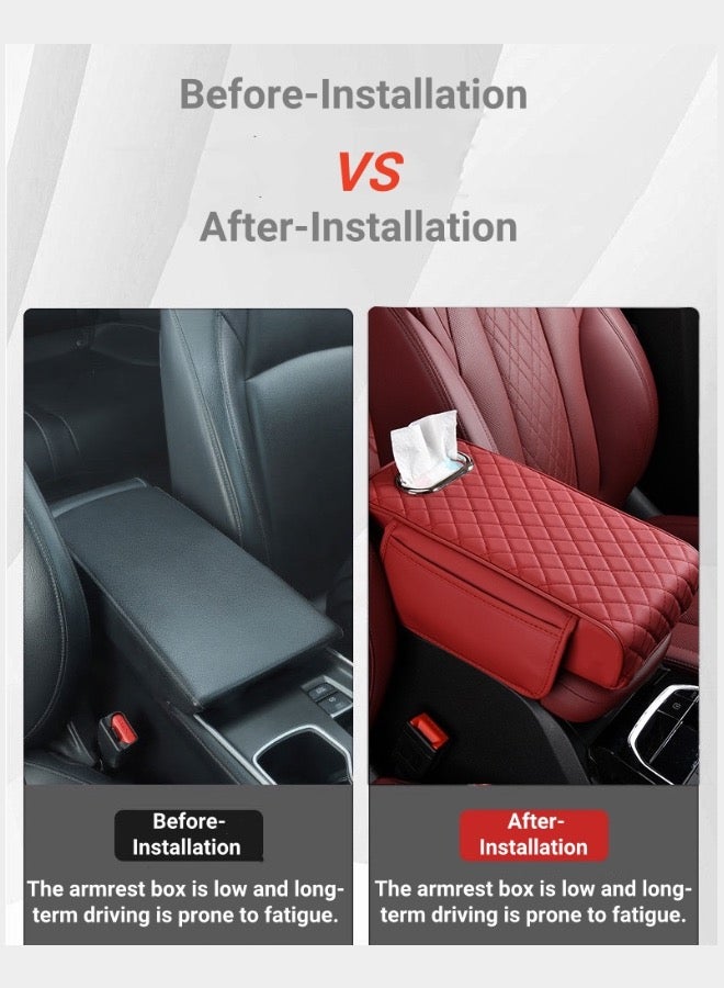 Generic Universal Waterproof Car Armrest Cover, 3 in 1 Car Armrest Cushion(Tissue Box,Cup Holder,Phone Holder Storage Bag), Car Armrest Cover,Car Interior Accessories (Coffee)  - Image 2