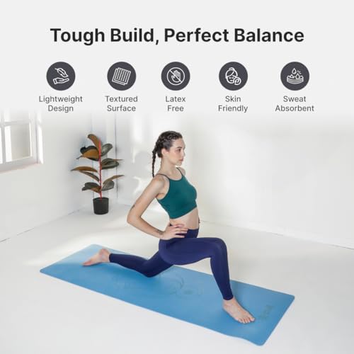 Cult TPE Yoga Mat, Non-Toxic Latex-Free, Anti-Slip, Extra-Thick Cushioning, Tear-Resistant, Travel Strap 6mm (Reef Blue) - Image 4