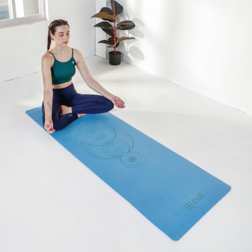 Cult TPE Yoga Mat, Non-Toxic Latex-Free, Anti-Slip, Extra-Thick Cushioning, Tear-Resistant, Travel Strap 6mm (Reef Blue) - Image 2