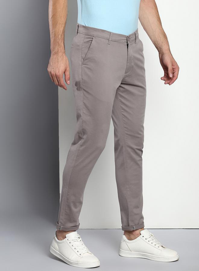 Dennis Lingo Men's Tapered Fit Graphite Grey Cotton Chinos - Mid-Rise, Full Length, Button & Zip Closure, - Image 5