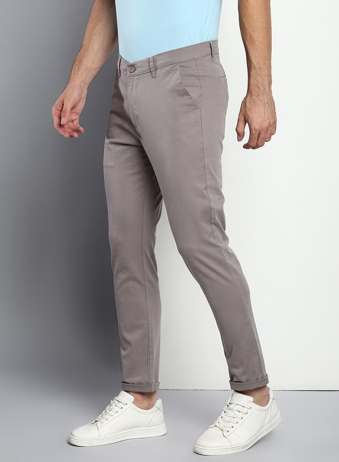 Dennis Lingo Men's Tapered Fit Graphite Grey Cotton Chinos - Mid-Rise, Full Length, Button & Zip Closure, - Image 2