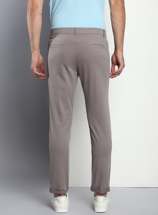Dennis Lingo Men's Tapered Fit Graphite Grey Cotton Chinos - Mid-Rise, Full Length, Button & Zip Closure, - Image 3