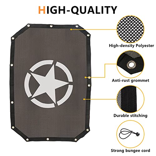 RERPRO Sunshade for 2007-2018 Jeep Wrangler JK JKU 2 Door 4 Door Front Mesh Sun Shade, JK, JK Unlimited, Sport, Sport S, Sahara, Rubicon Sunshade Bikini Soft Top Cover Net, Blocks UV, Wind, Noise, Black SAR - Image 4