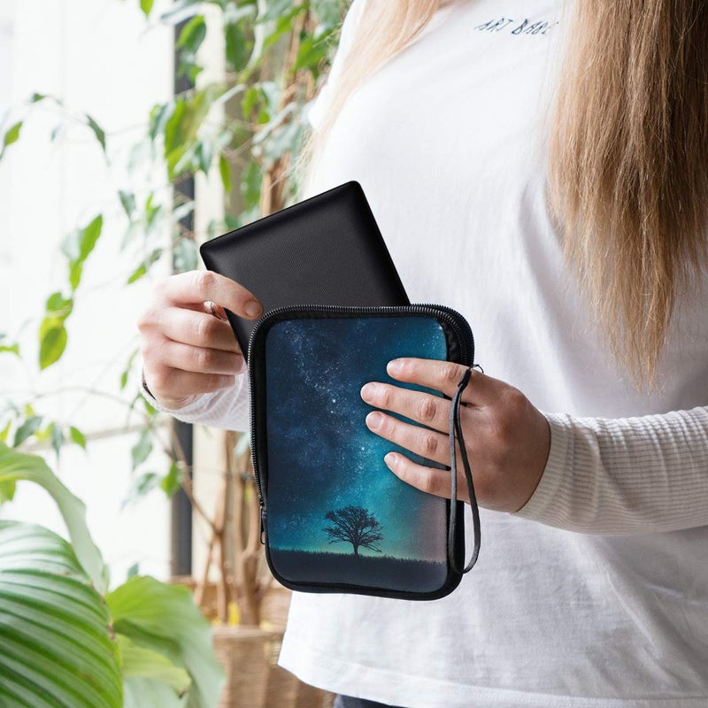 kwmobile Neoprene e-Reader Pouch Size 6" eReader - Universal eBook Sleeve Case with Zipper, Wrist Strap - Blue/Grey/Black - Image 2