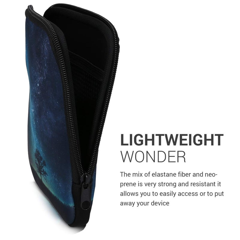 kwmobile Neoprene e-Reader Pouch Size 6" eReader - Universal eBook Sleeve Case with Zipper, Wrist Strap - Blue/Grey/Black - Image 3