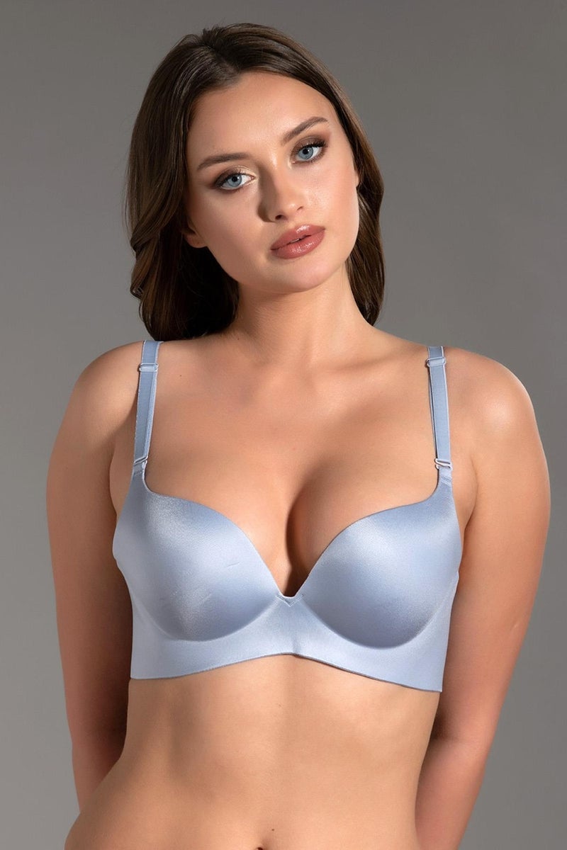Cotonhause Women's Lotus Laser Cut Support Blue Bra 336045  - Image 1