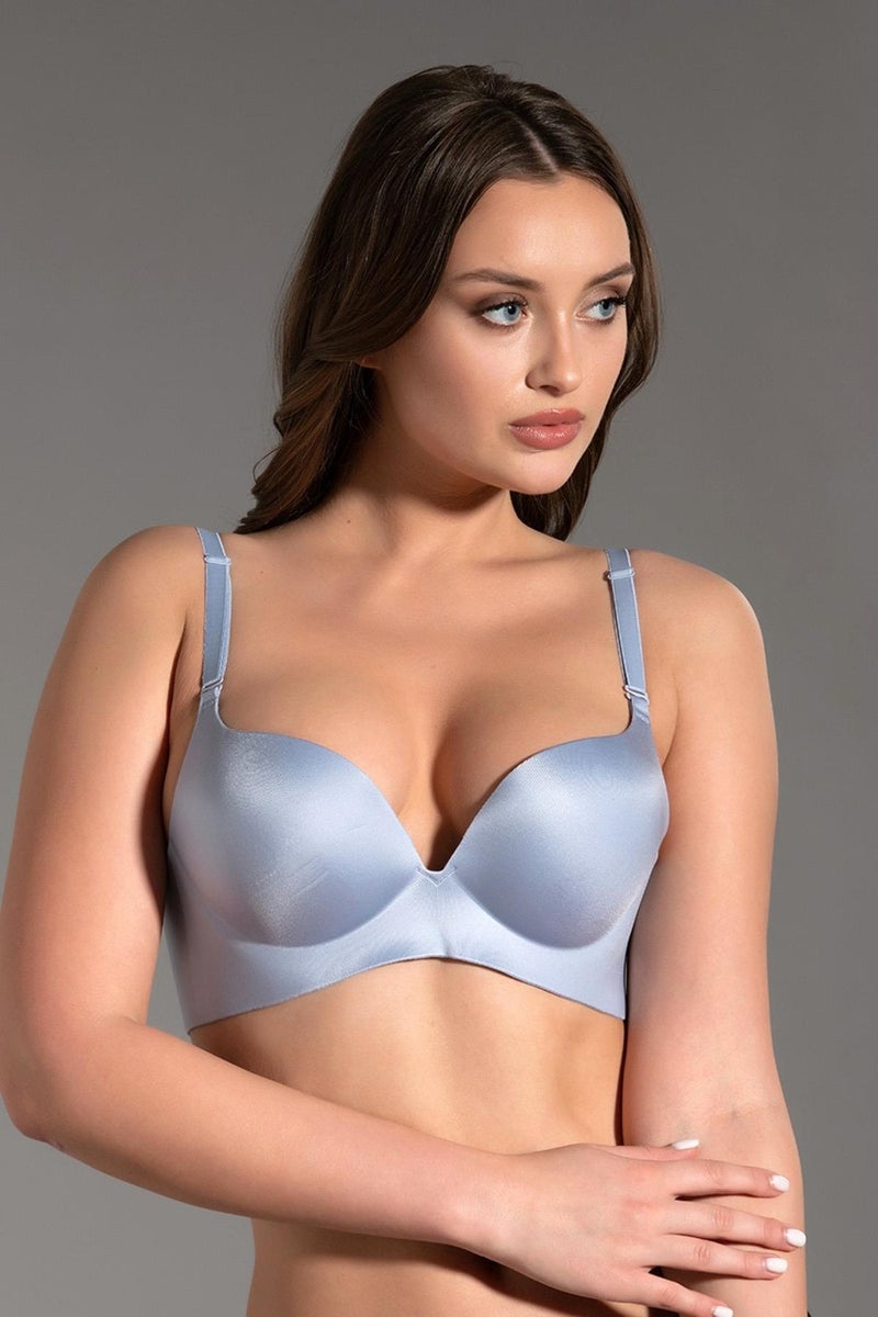 Cotonhause Women's Lotus Laser Cut Support Blue Bra 336045  - Image 2