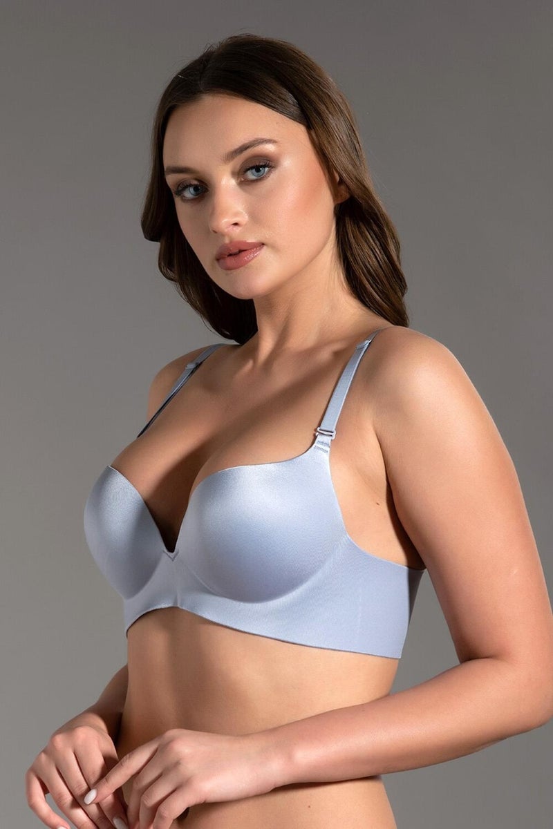 Cotonhause Women's Lotus Laser Cut Support Blue Bra 336045  - Image 4
