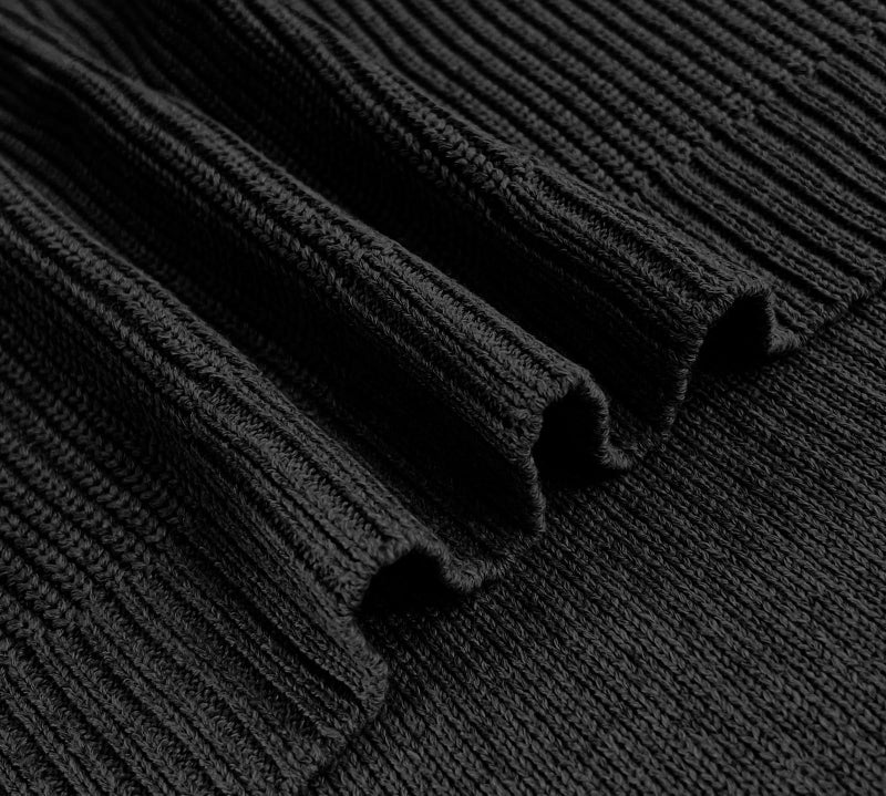 sexycherry Black Sweaters Dresses for Women Casual Mock Neck Long Sleeve Cold Shoulder Knit Pullover Sweaters Dress Split Side(Small) - Image 4