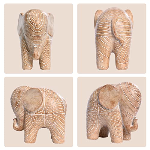 Kakizzy Elephant Statue, African Animal Decor, Wooden Elephant Gift for Women, Boho Decor for Living Room, Shelf, Office（1Pack, Big） - Image 3