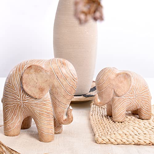 Kakizzy Elephant Statue, African Animal Decor, Wooden Elephant Gift for Women, Boho Decor for Living Room, Shelf, Office（1Pack, Big） - Image 5
