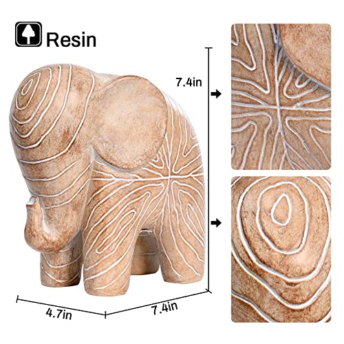 Kakizzy Elephant Statue, African Animal Decor, Wooden Elephant Gift for Women, Boho Decor for Living Room, Shelf, Office（1Pack, Big） - Image 2