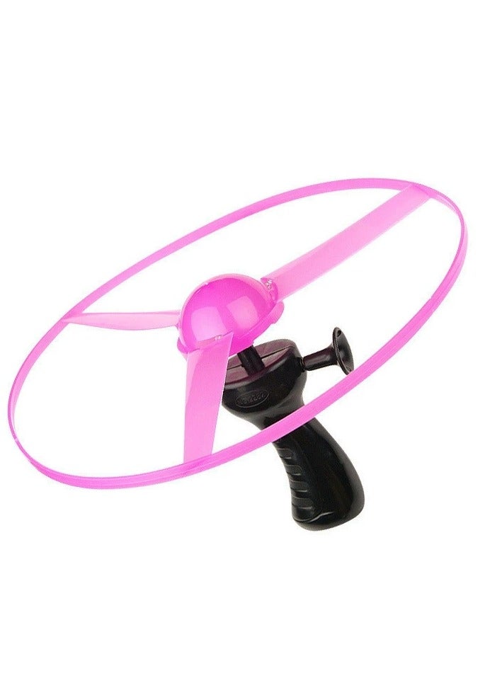 LED Light-Up Pull String Flying Disc | 2 Large Spinning Flashing Frisbees & 2 Launchers | Outdoor Glow-in-the-Dark Disc with Multi-Color Rotating LED Lights | Random Colors | Fun Nighttime Play - Image 1