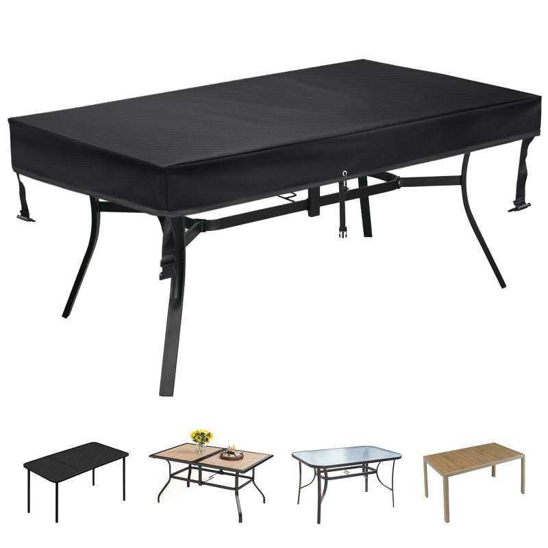 SUNICO Outdoor Table Cover rectangular, Patio Table Cover rectangle for Patio Table & Dining Table & Picnic Table.Windproof, Waterproof, Stain-Resistant, Durable Table Cover (60" L x 35" W x 6" H) - Image 1