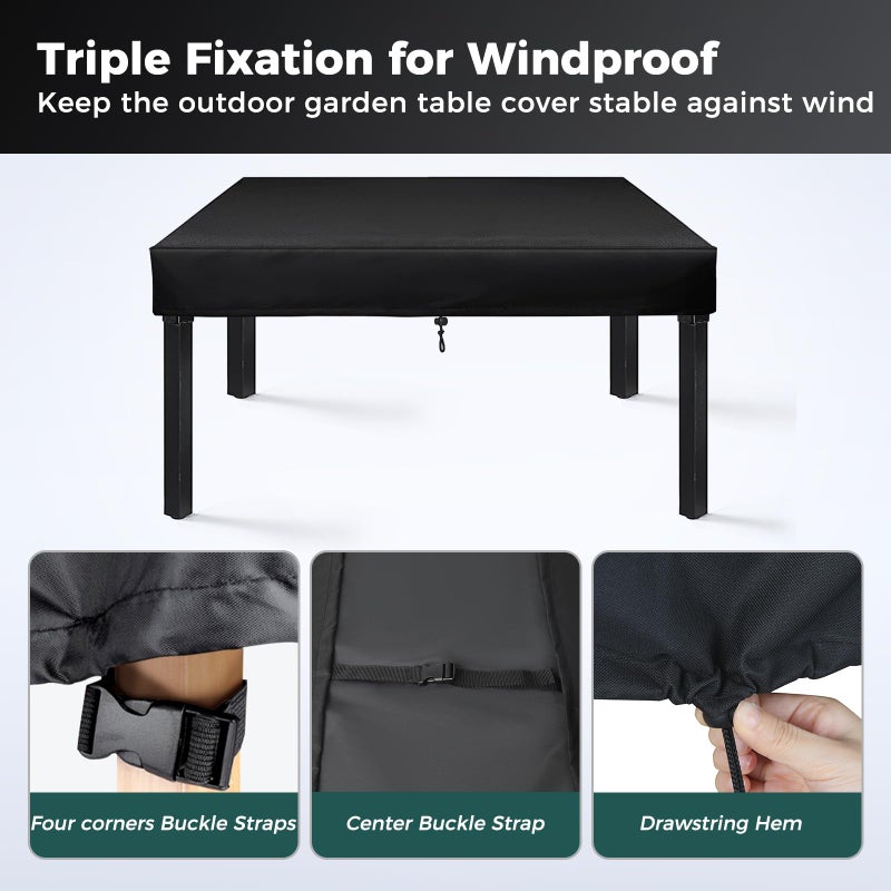 SUNICO Outdoor Table Cover rectangular, Patio Table Cover rectangle for Patio Table & Dining Table & Picnic Table.Windproof, Waterproof, Stain-Resistant, Durable Table Cover (60" L x 35" W x 6" H) - Image 3