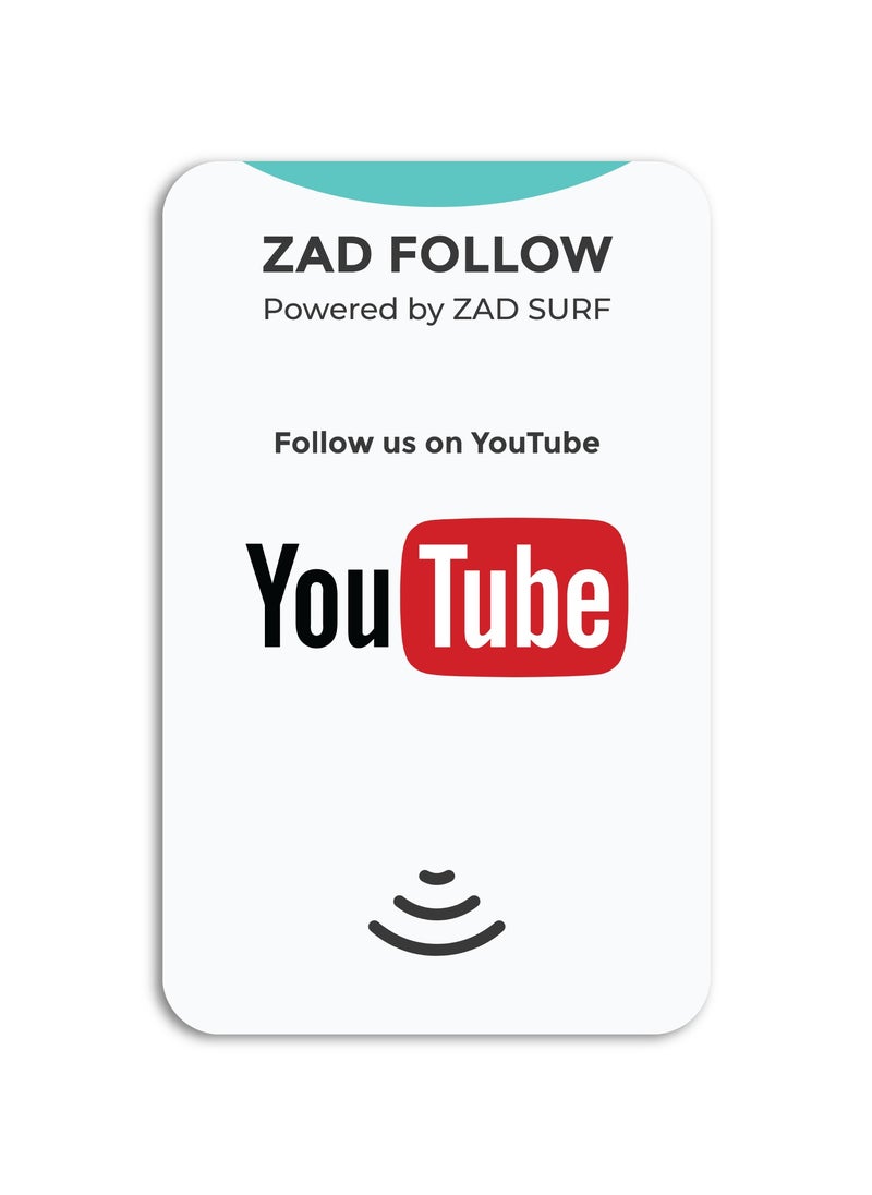 Zad Surf Pack of 10 Zad Follow. YouTube  Follows NFC Card from (Zad Surf) allowing you boosting follows - iOS and Android  - Image 2