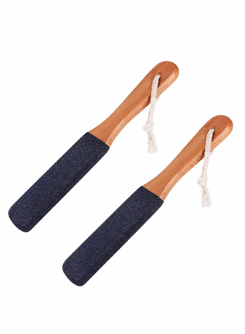 Excefore Foot File Callus Remover, 2 Pieces Foot Scrubber Professional Foot Care Wooden Handle Foot Scrubber Pedicure Immediately Reduces Calluses and Corns, for Dead Skin - Image 1