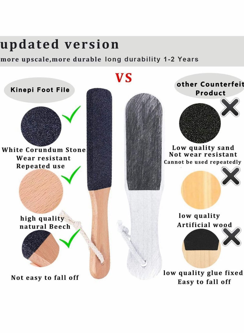 Excefore Foot File Callus Remover, 2 Pieces Foot Scrubber Professional Foot Care Wooden Handle Foot Scrubber Pedicure Immediately Reduces Calluses and Corns, for Dead Skin - Image 4