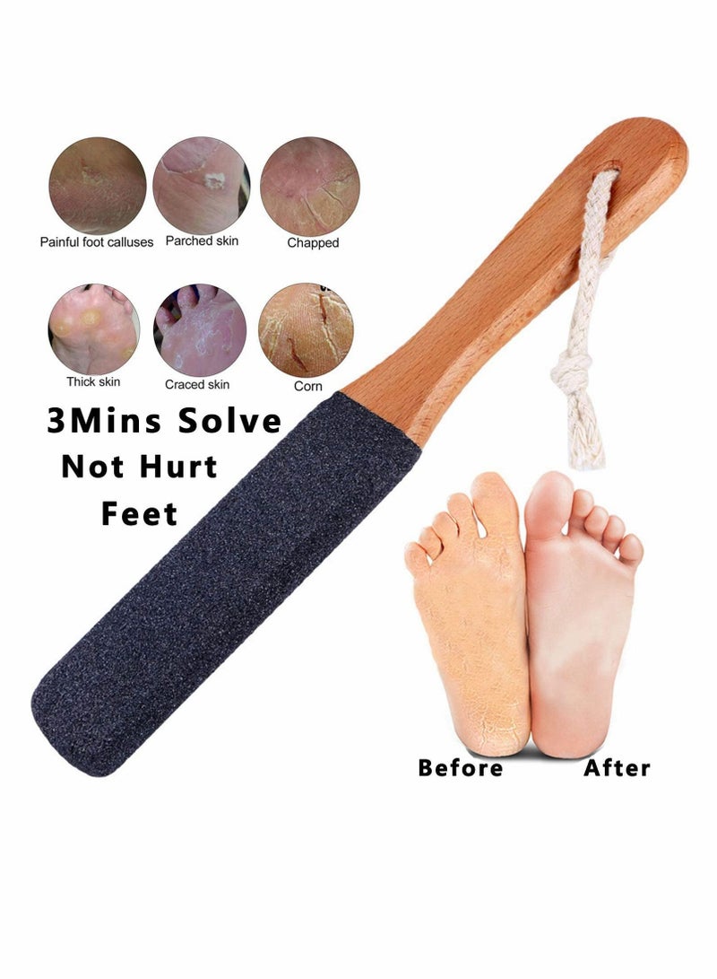 Excefore Foot File Callus Remover, 2 Pieces Foot Scrubber Professional Foot Care Wooden Handle Foot Scrubber Pedicure Immediately Reduces Calluses and Corns, for Dead Skin - Image 2