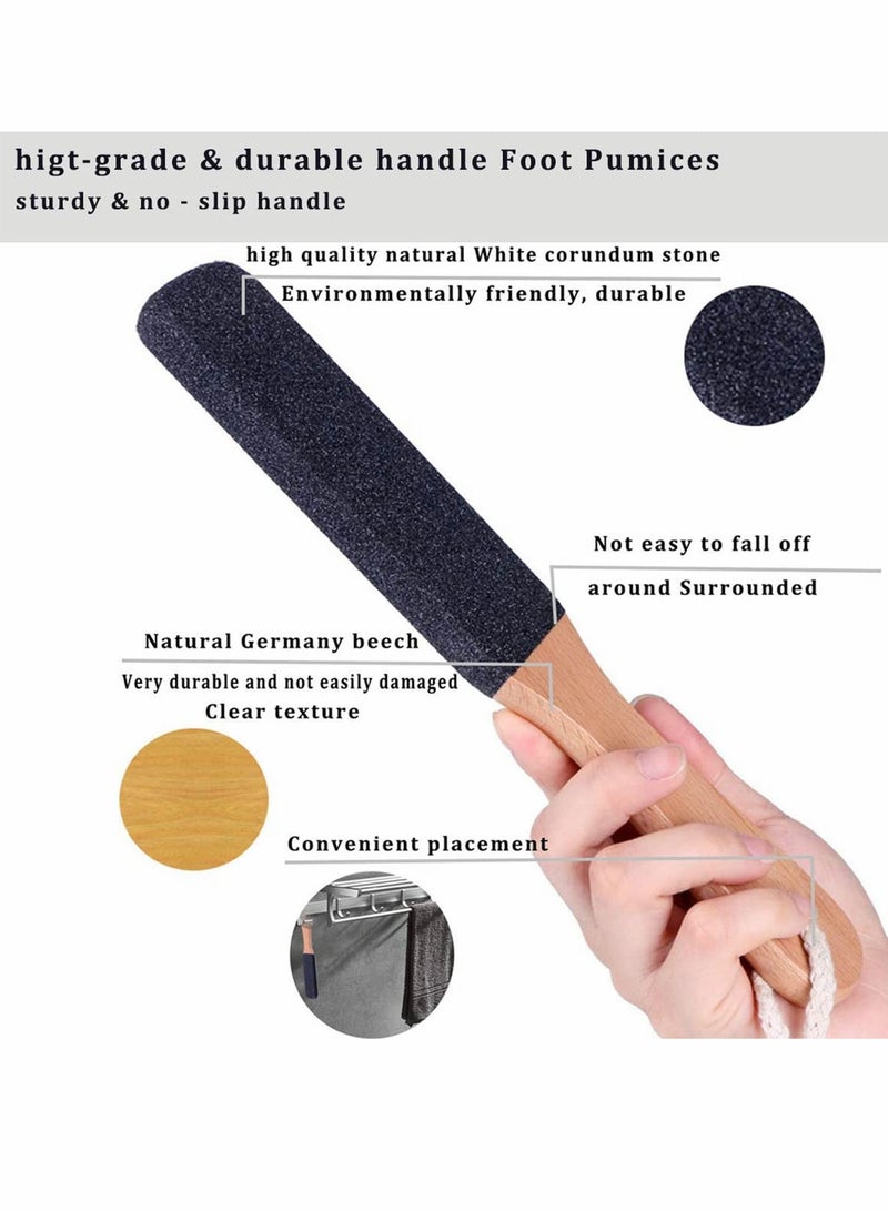Excefore Foot File Callus Remover, 2 Pieces Foot Scrubber Professional Foot Care Wooden Handle Foot Scrubber Pedicure Immediately Reduces Calluses and Corns, for Dead Skin - Image 3