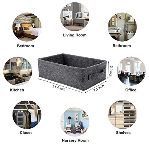 KWLET Small Storage Basket Modern Storage Baskets Felt Collapsible Baskets Storage Bins for Cellphone Earphone Chargers Cables Make Up Hair Supplies Fabric Drawers Storage Basket Cute Bin - Image 4