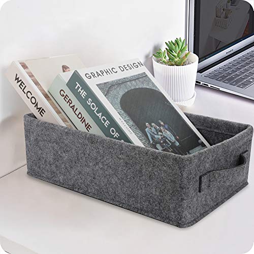 KWLET Small Storage Basket Modern Storage Baskets Felt Collapsible Baskets Storage Bins for Cellphone Earphone Chargers Cables Make Up Hair Supplies Fabric Drawers Storage Basket Cute Bin - Image 2