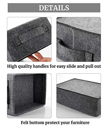 KWLET Small Storage Basket Modern Storage Baskets Felt Collapsible Baskets Storage Bins for Cellphone Earphone Chargers Cables Make Up Hair Supplies Fabric Drawers Storage Basket Cute Bin - Image 5