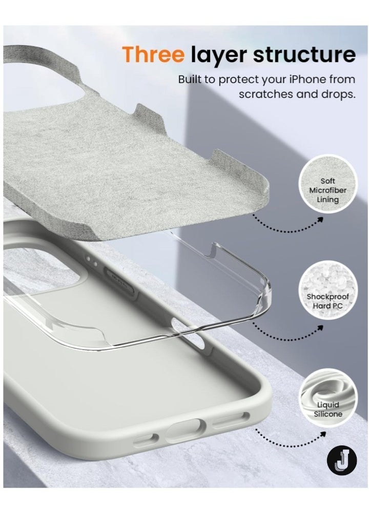 JAJEEK "Premium Soft Liquid Silicone Case for iPhone 16 Pro – Silky Soft Touch Full-Body Protective Bumper (Antique White)" - Image 5
