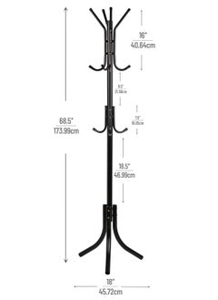 Coat Rack Stand with 11 Hooks  Easy Assembly for Coats, Hats, Scarves and Handbags for Entryway, Hallway, Bedroom, Office（Black） - pzsku/Z6113A1E428A91561232BZ/45/_/1738825233/40e87370-4569-4f6b-ba23-2c5245aa86a4