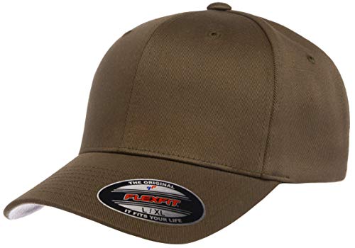 Flexfit Men's Wooly Combed Twill Fitted Baseball Cap, Olive, Small-Medium - Image 1