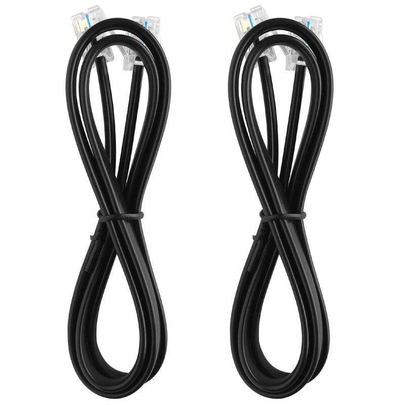 NECABLES كابل NECABLES 2Pack RJ12 بطول 6 أقدام - RJ12 6P6C ذكر إلى ذكر موصل سلكي مستقيم للاستخدام في البيانات والصوت باللون الأسود - Image 4
