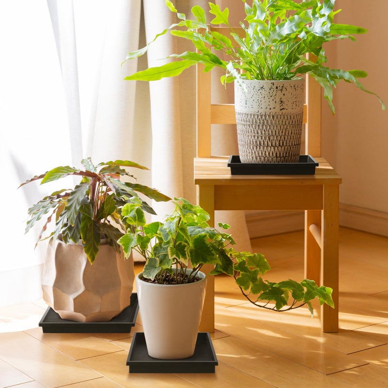 NATSUKY Square Plant Saucer 8 Inch 2 Pack, 8 10 12 14 Inch Plant Trays for Indoors Heavy Duty Plastic Flower Plants Saucers for Pots Outdoors No Holes Drip - Image 4