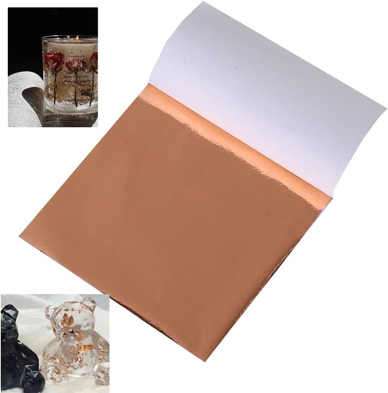Deconicer 100Sheets Rose Gold Leaf Sheets.Pure Copper Leaf Sheets, Gold Foil Sheets Multipurpose for Art,Painting,Decoration,Furniture,Crafts,Pictures,Frames,Nails.3.15×3.35 inches. - Image 1