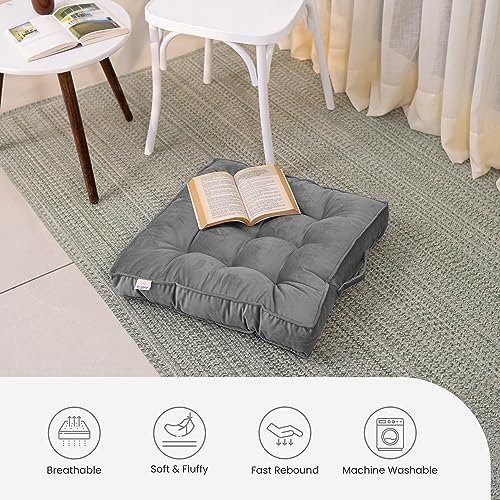 MY ARMOR Seat Cushion 50x50x10 Cm, Chair Cushions for Sitting | Seat Cushion for Yoga, Pooja, Meditation, Square Cushion for Office/Home Chair, Living Room | 100% Velvet, Grey - Image 2