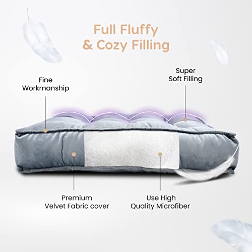 MY ARMOR Seat Cushion 50x50x10 Cm, Chair Cushions for Sitting | Seat Cushion for Yoga, Pooja, Meditation, Square Cushion for Office/Home Chair, Living Room | 100% Velvet, Grey - Image 3