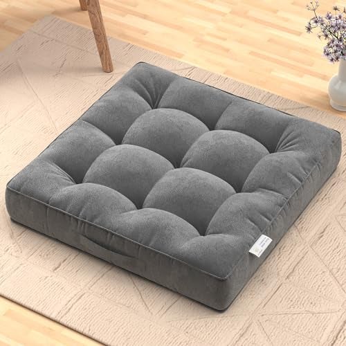 MY ARMOR Seat Cushion 50x50x10 Cm, Chair Cushions for Sitting | Seat Cushion for Yoga, Pooja, Meditation, Square Cushion for Office/Home Chair, Living Room | 100% Velvet, Grey - Image 1