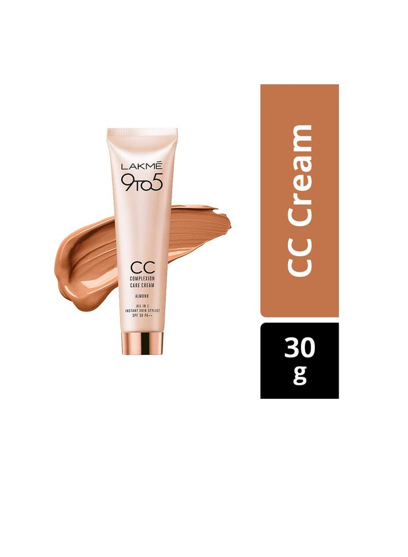 لاكمي كريم الوجه LAKMÉ 9 إلى 5 للعناية بالبشرة CC باللوز يخفي البقع الداكنة والعيوب 30 جم وPerfect Radiance Skin Lightening Compact Ivory Fair 01 مع عامل حماية من الشمس SPF 23 8 جم - Image 3